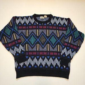 CHIA Men's 100% Acrylic Pullover Multicolor Crewneck Sweater Size XL